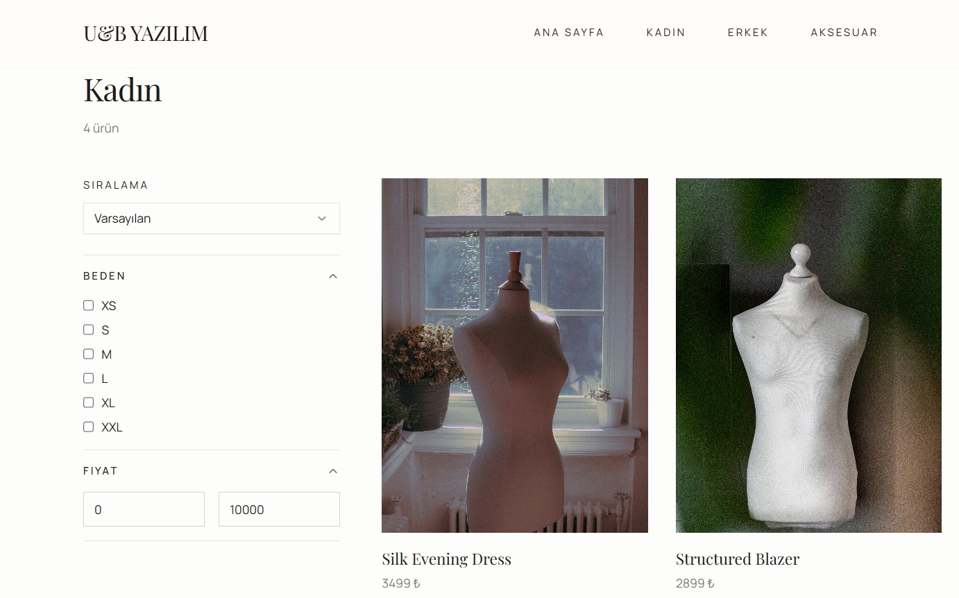 Kadın - Ürün Listeleme Tasarım